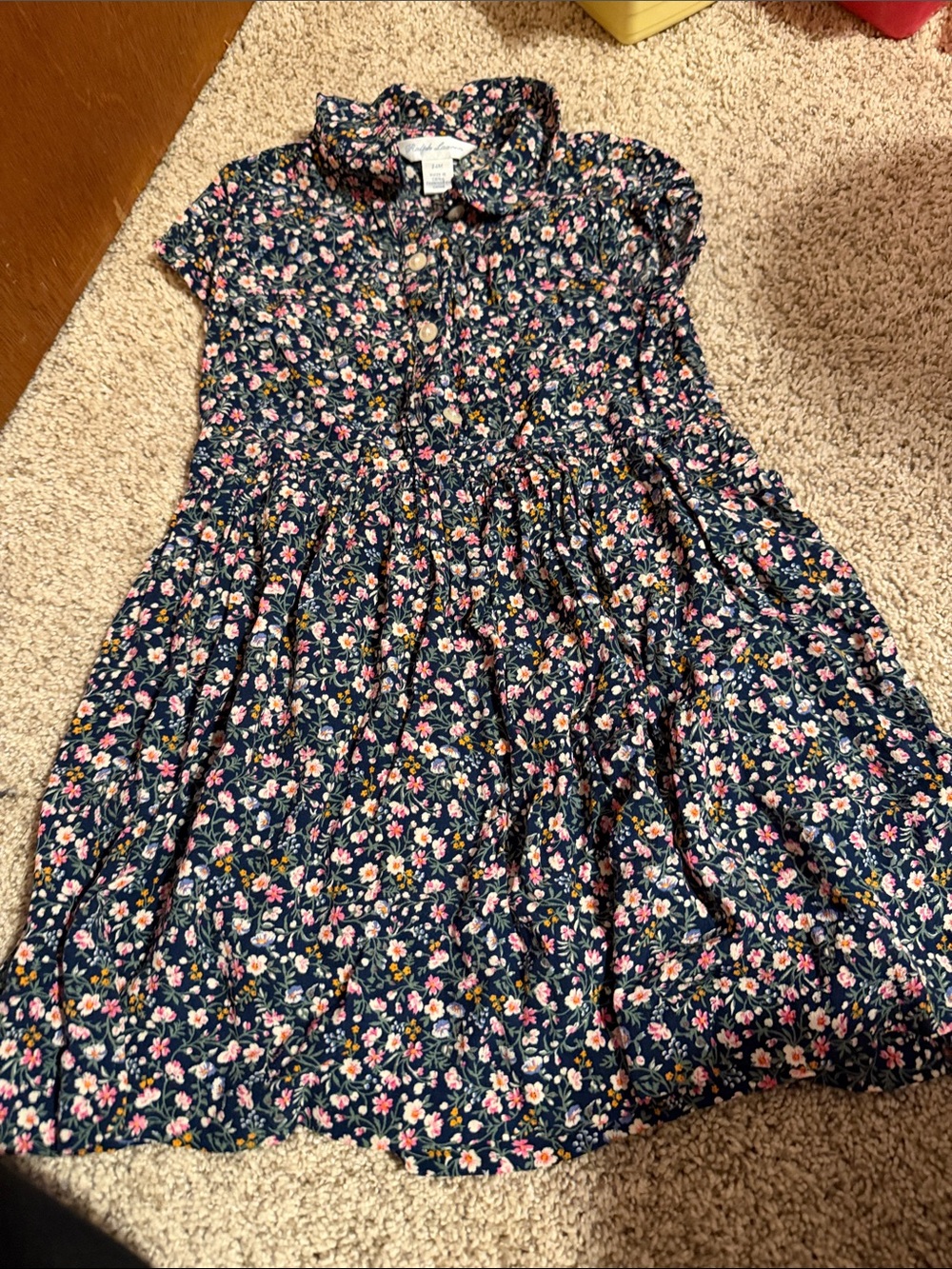 Ralph Lauren Navy Floral Button-Front Sundress